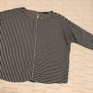 Black and white striped blouse